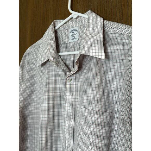 Brooks Brothers Button Shirt Mens 17 6/7 Striped Non-Iron 1818 Red White REGENT - Picture 2 of 8
